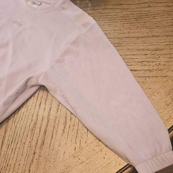 Adidas Velour Ribbed Lavender Sweatshirt Size 6 - Picture 3 of 12